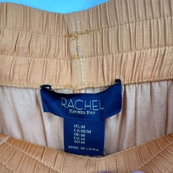 NWT RACHEL Rachel Roy Women's High-Rise Elastic Waist Wide Leg Pants Gold Medium - Picture 2 of 9